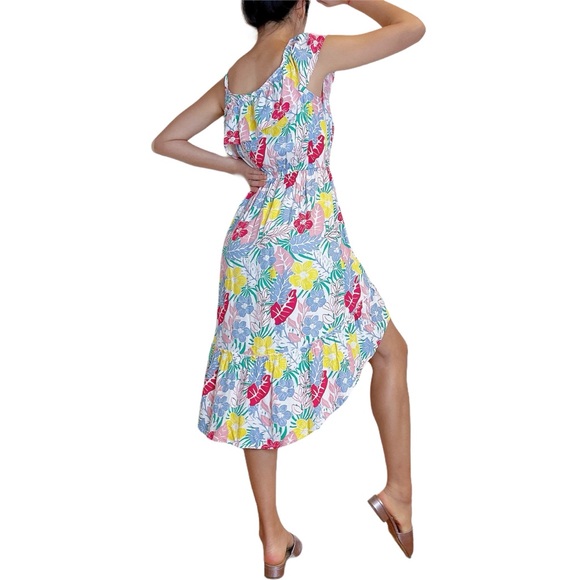 BCBG Pastel Floral Sleeveless Ruffle Highlow Dress - Picture 6 of 9